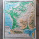 Old physical France map N°11 Hatier Kaeppelin cardboard.