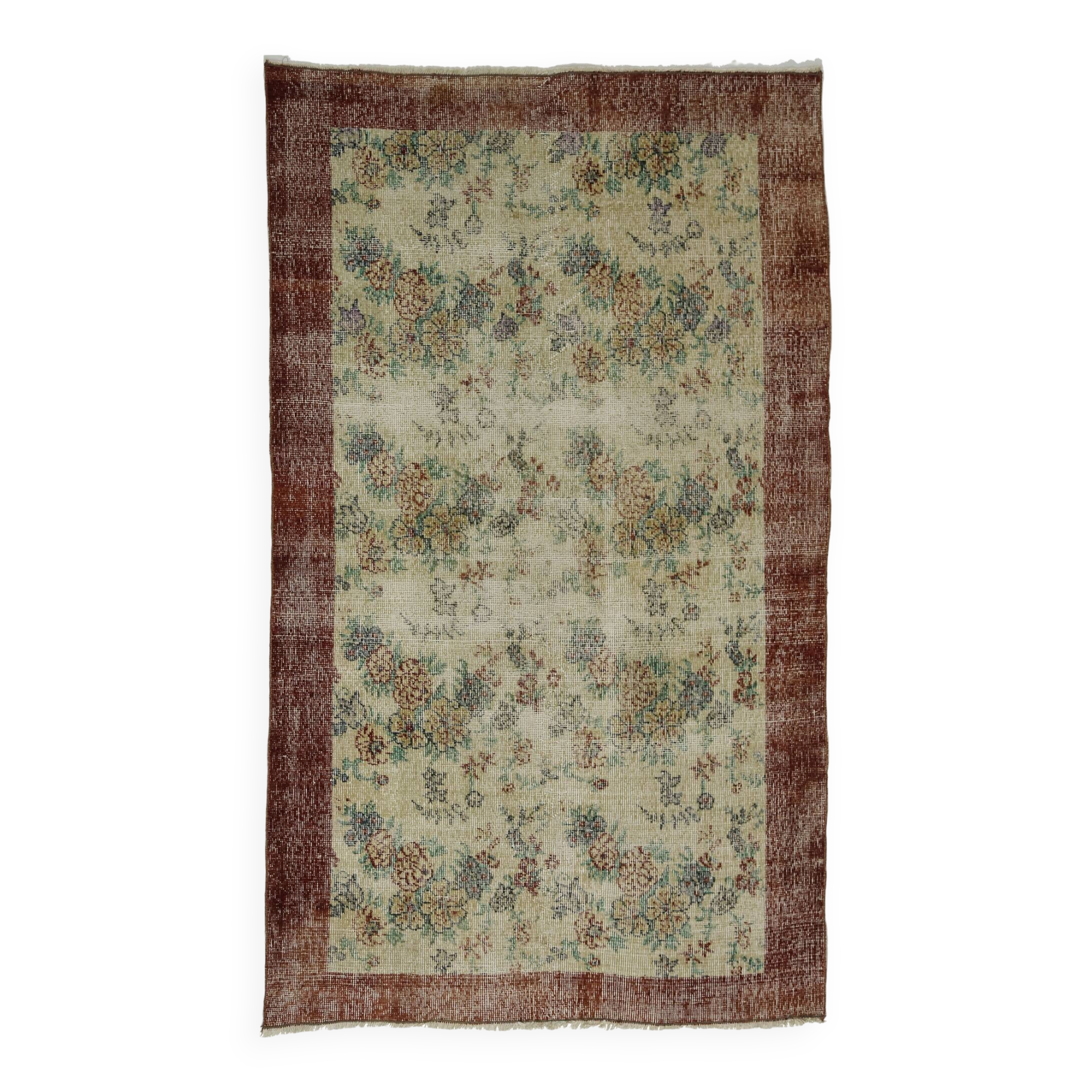 Turkish Anatolian Handmade Vintage Area Rug 197 cm x 116 cm