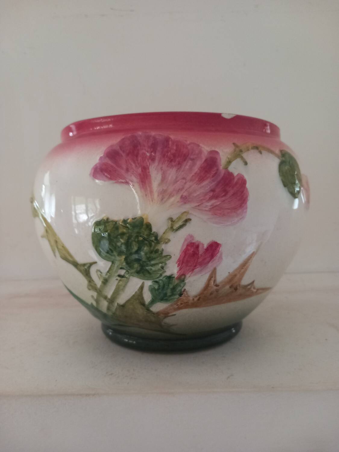 Delphin Massier earthenware cache pot