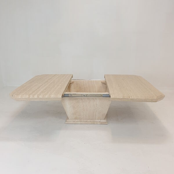 Table de bar en travertin italien ou table basse, années 1980