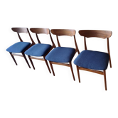 Ensemble de 4 chaises de salle à manger en teck Schionning et Elgaard, Danemark, années 1960.