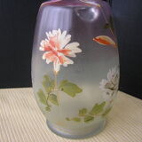 Frosted blown glass carafe with enamel decoration, 1900