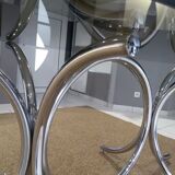 Glass table smoked oval vintage design 1970