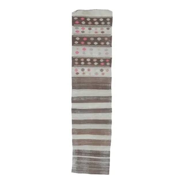 1970s vintage Turkish runner handwoven wool flatweave kilim rug 69x280