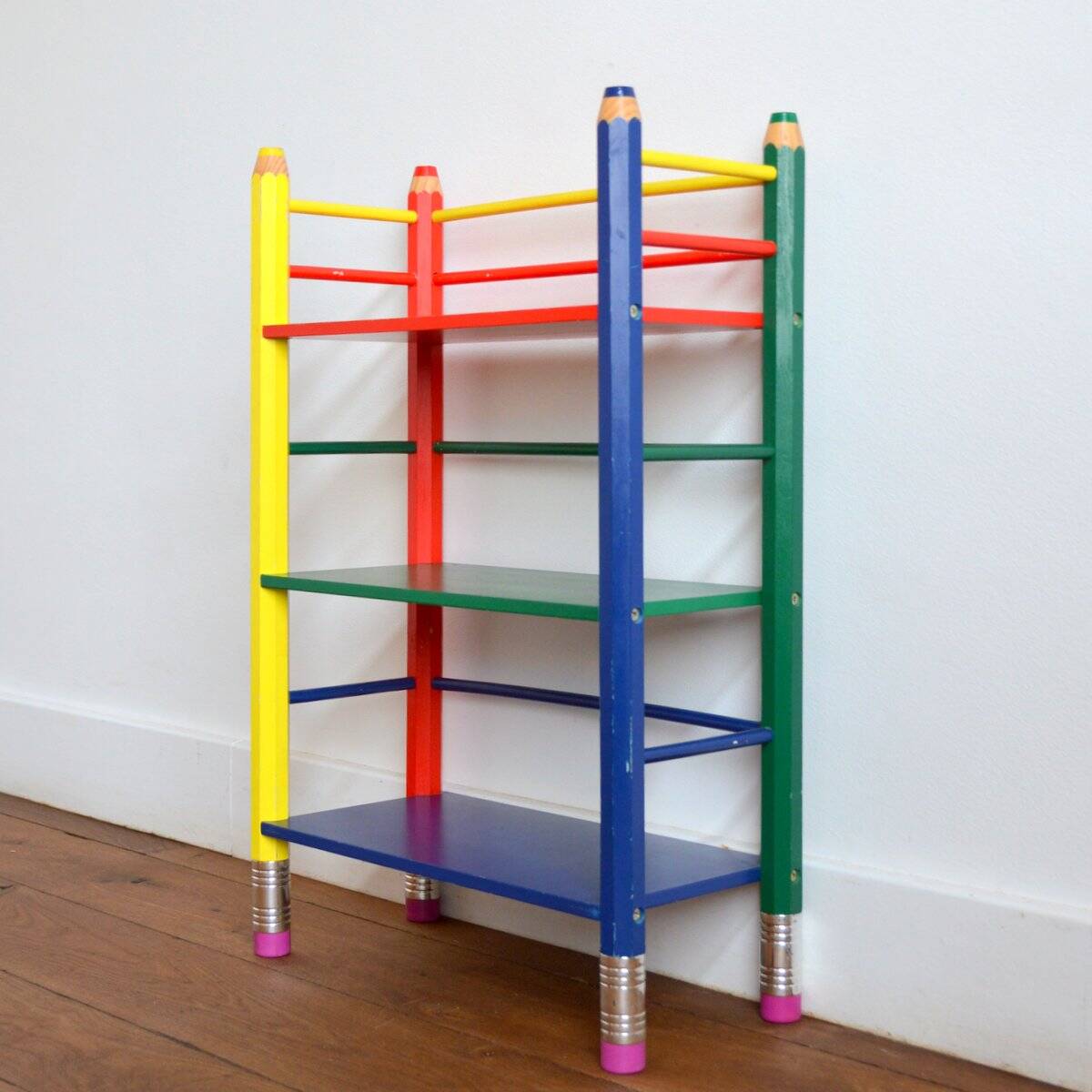 Pierre Sala pencil shelf on legs Clairefontaine collection 1980