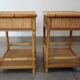 Pair of woven wicker and bamboo bedside tables, 70s/80s.