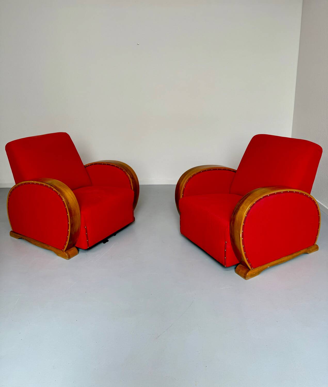2 anciens fauteuils club art déco années 30 structure bois courbé