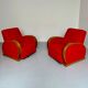 2 anciens fauteuils club art déco années 30 structure bois courbé