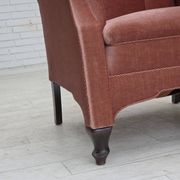 1950s, Danish armchair, salmon pink furniture velour, oak wood.