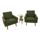 Fauteuil vert avec dossier en bois de teck
