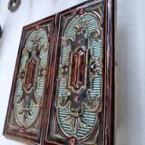 Antique Art Nouveau glazed earthenware tile from the 19th century