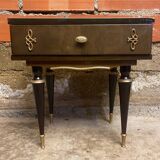Antique Nightstand N252 Drawer Lacquered Wood Mid 20th Century Vintage