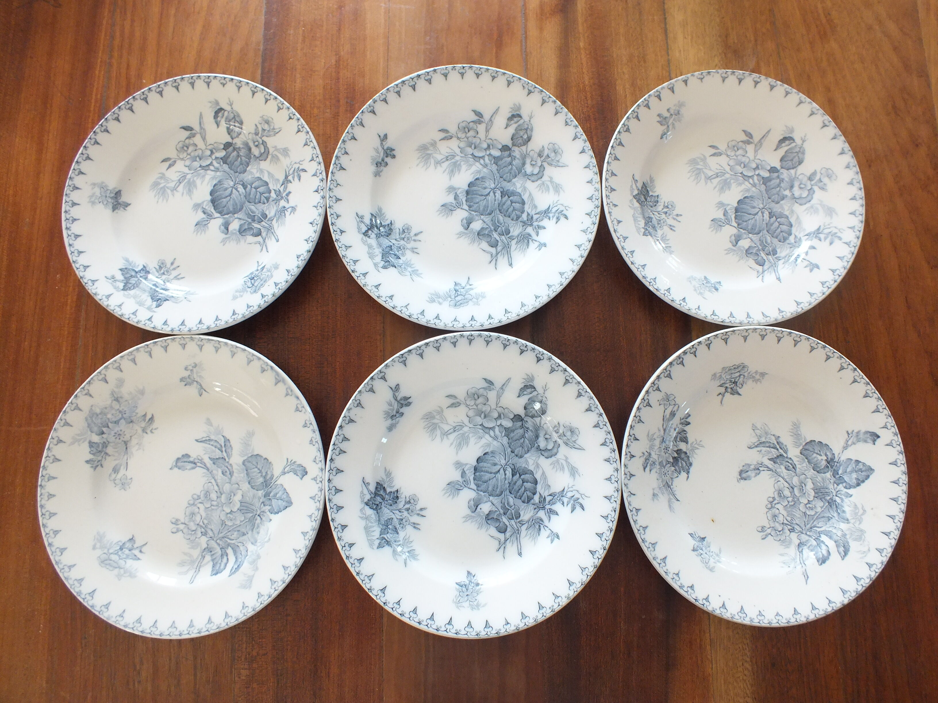 6 assiettes plates Sarreguemines U&C Flore