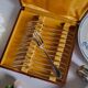 12 Christofle Versailles model cake forks in silver-plated metal.