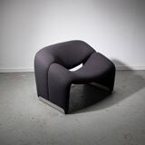 Artifort Groovy model F598 chair by Pierre Paulin upholstered with charcoal bouclé
