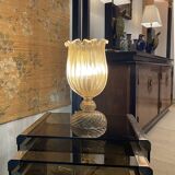 Archimede Seguso Handmade Murano Glass Table Lamp Gold Italian Art Deco 1980s