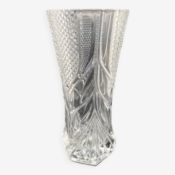 Large worked transparent glass vase