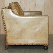 Edwardian Style Leather Two-Seater Sofa with Studs