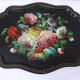 Bohemian and folk this metal tray painted with multicoloured flowers painted hand, russian vintage