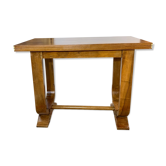Art Deco period table with opening top, walnut magnifying glass