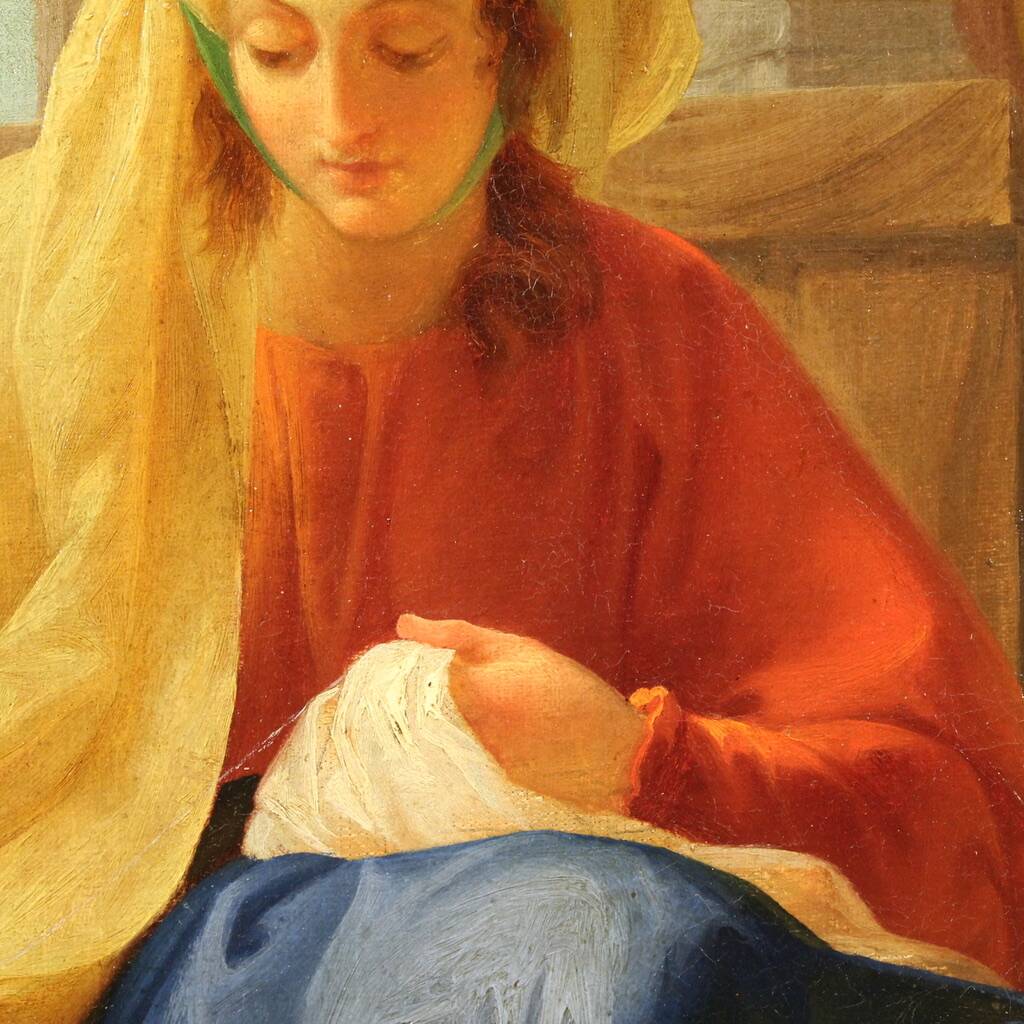 Antique Italian painting from the 18th century, Saint Joseph and the Virgin