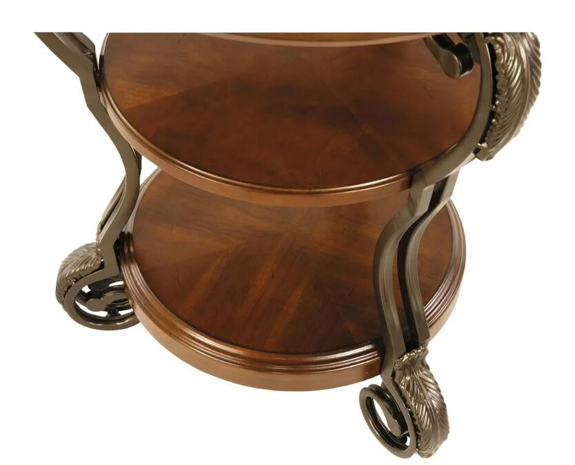 Traditional Dark Brown End Table with 3 Fixed Shelves