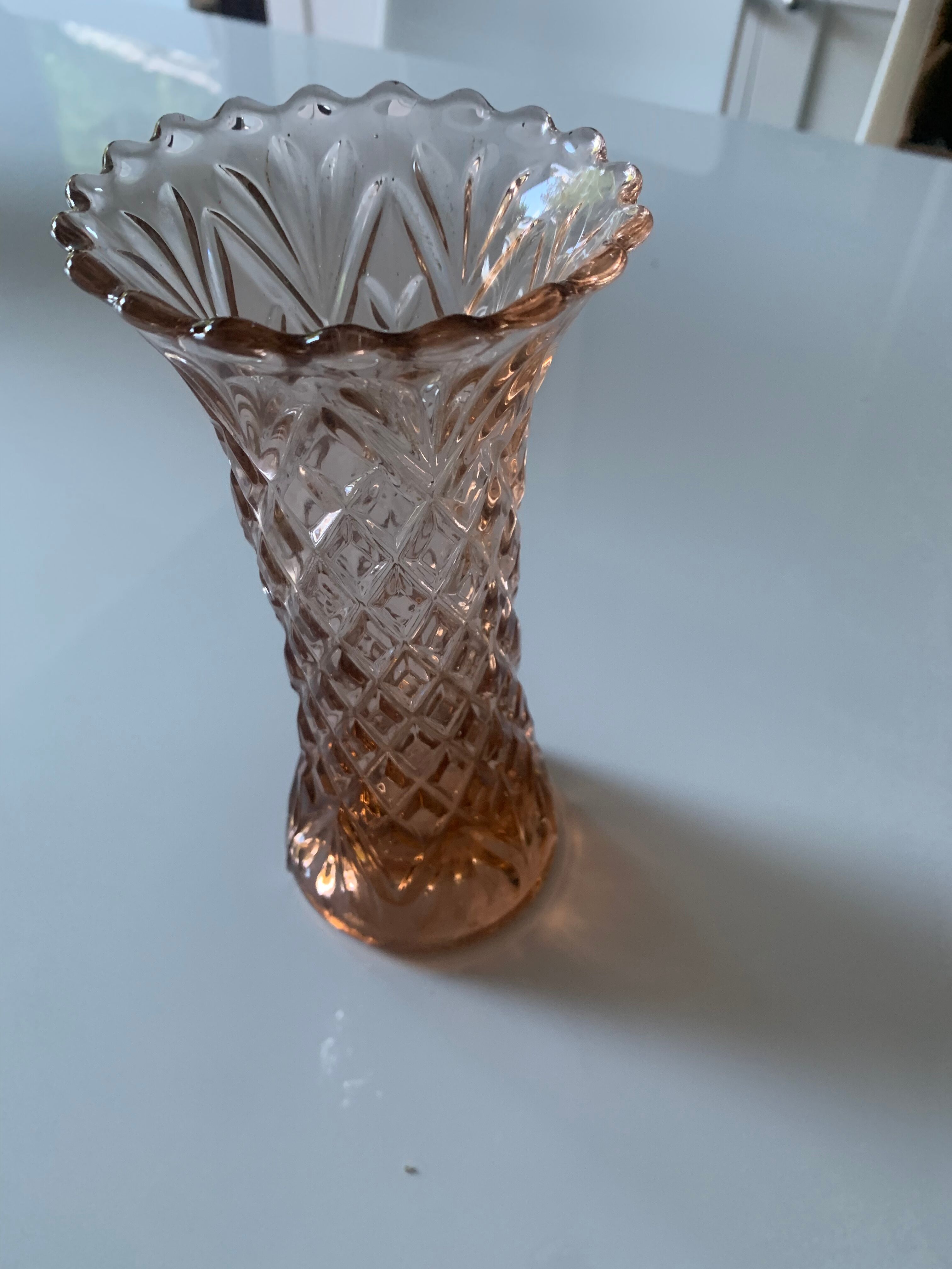 Orange pink glass vase