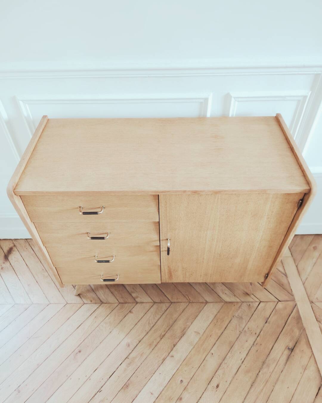 Small renovated vintage sideboard, Scandinavian style, 1950s-60s.