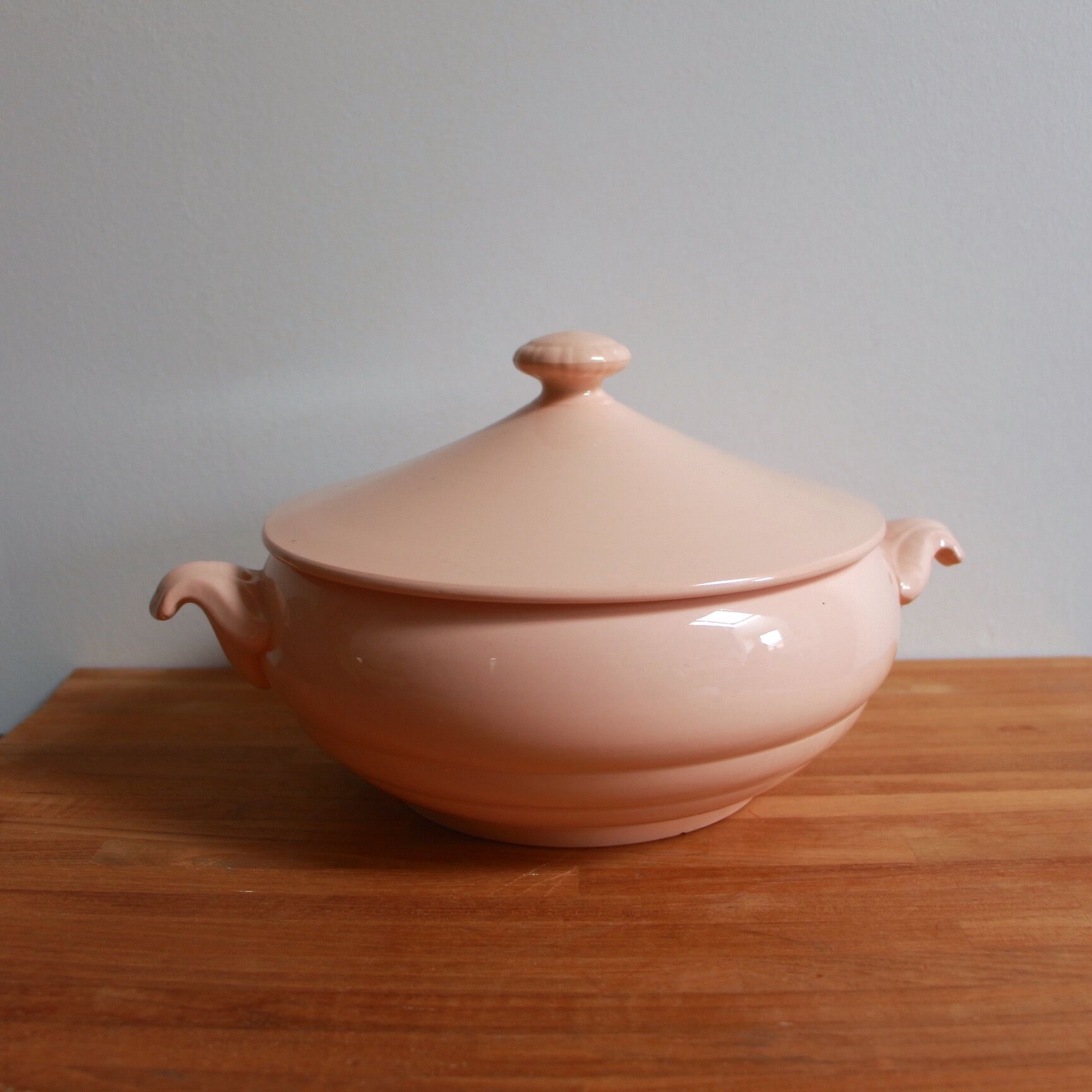 Pink Digoin soup bowl
