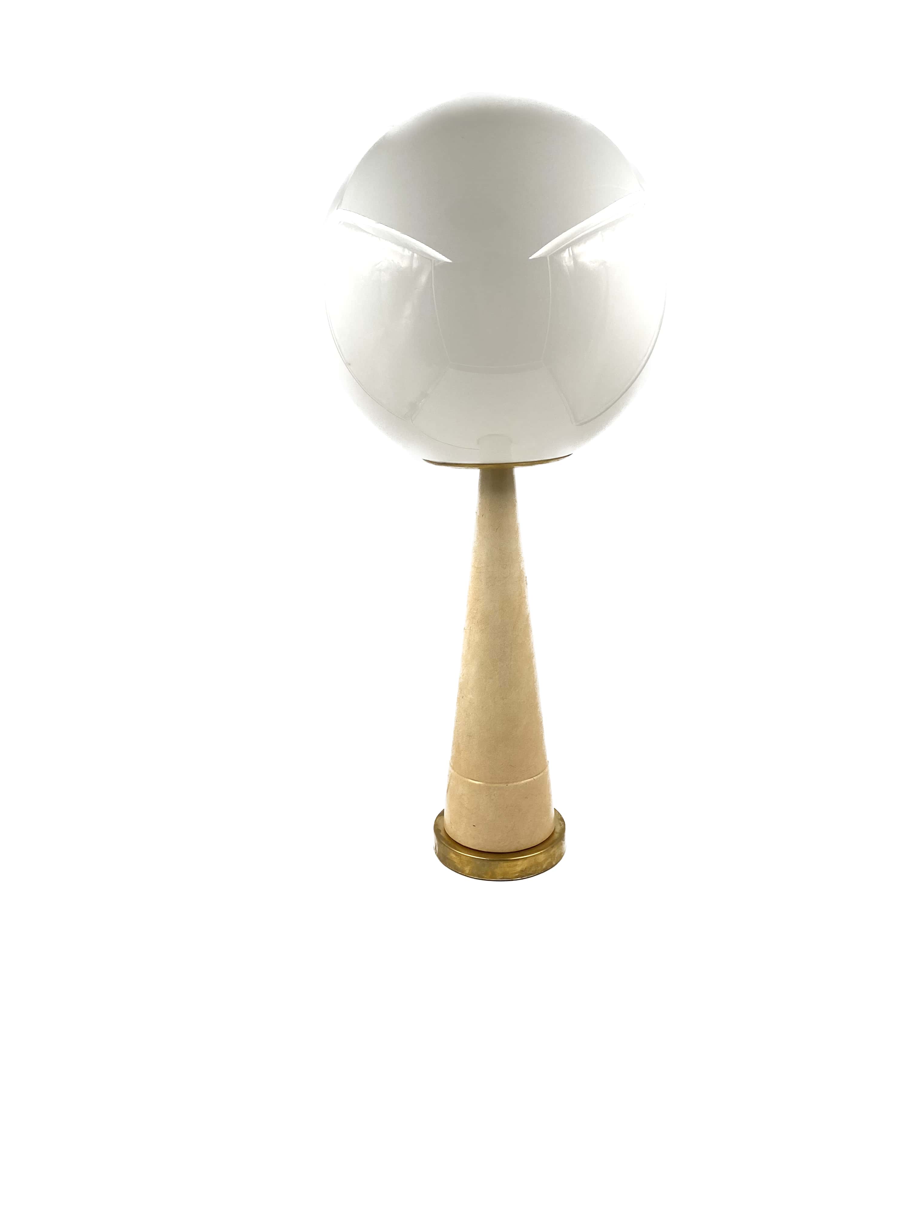 Conic parchment and brass table lamp, France 1960