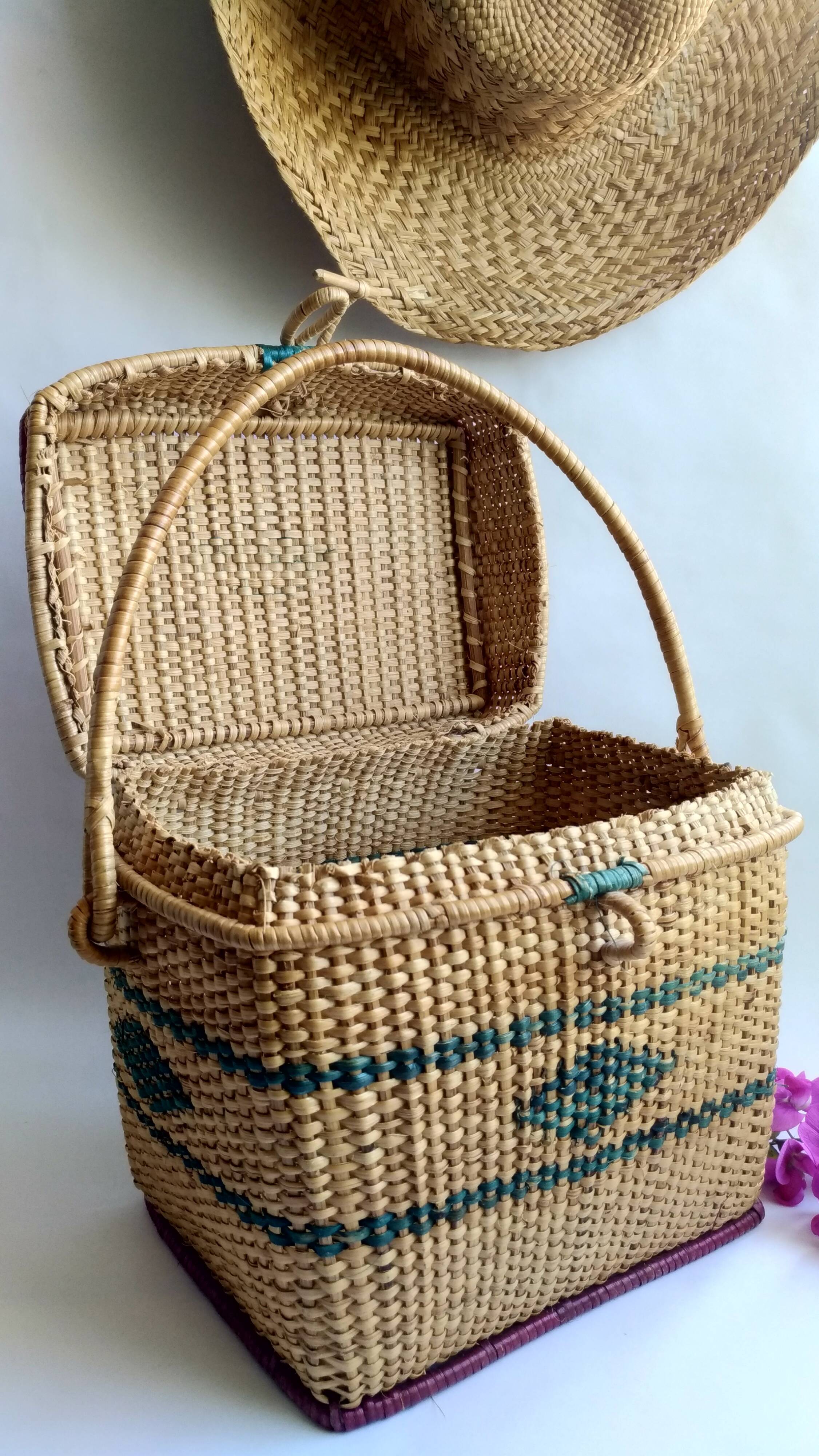 Old rattan suitcase