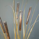 Vintage brass cattail floor lamp by Daniel D'Haeseleer, 1970s