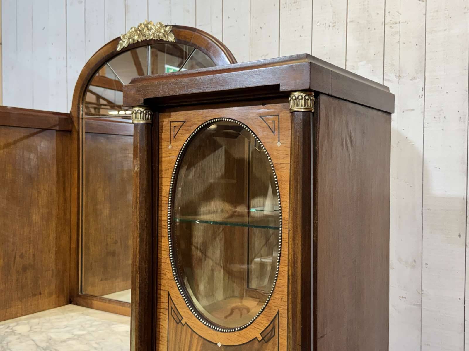 Art Deco buffet in mahogany, oak, and marble top.