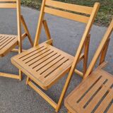 Set of 4 Folding Chairs in Wood and Plywood