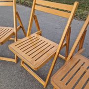 Set of 4 Folding Chairs in Wood and Plywood