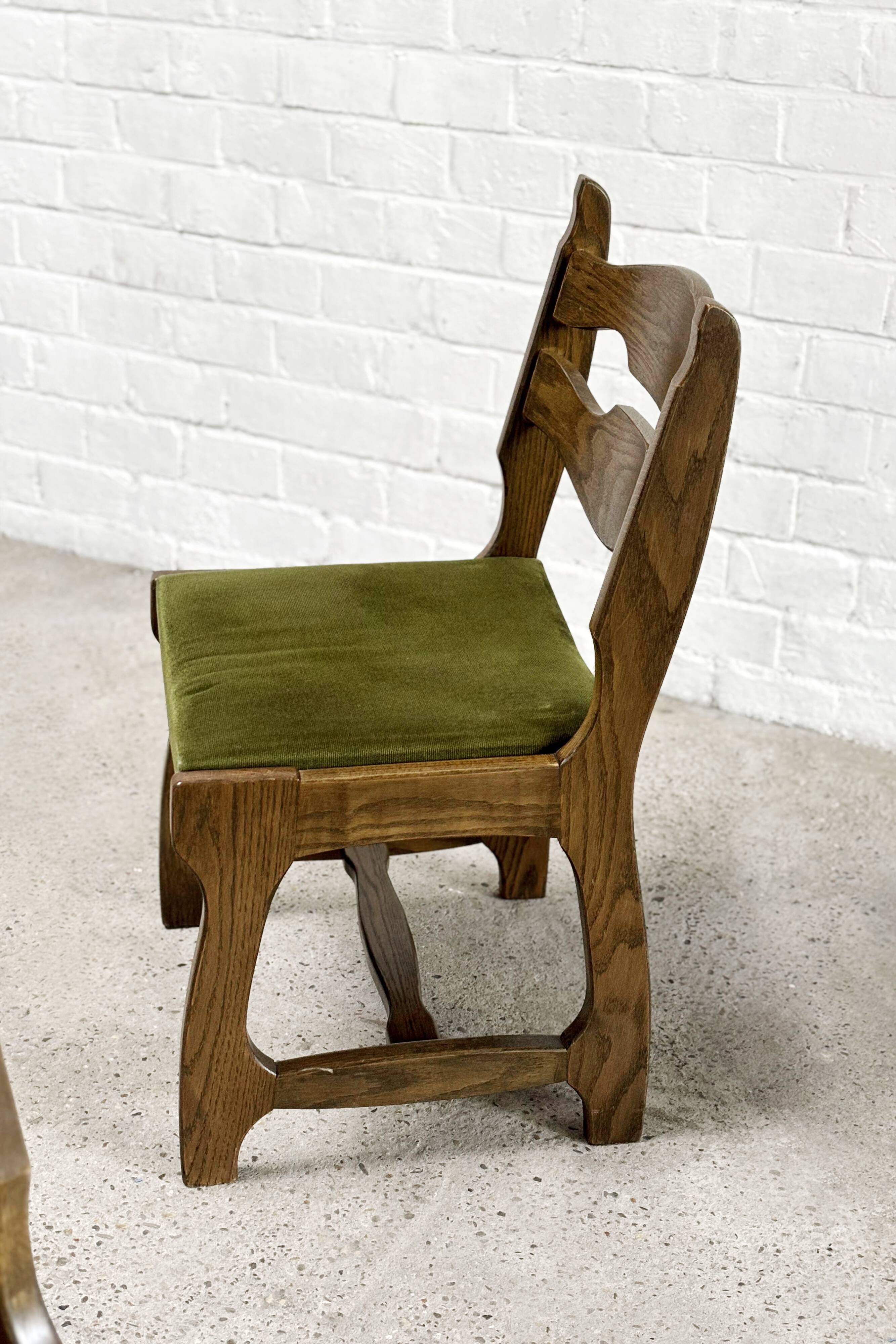 Dining Chairs in Wood and Fabric attributed to Guillerme Et Chambron, 1950s, Set of 6