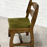 Dining Chairs in Wood and Fabric attributed to Guillerme Et Chambron, 1950s, Set of 6