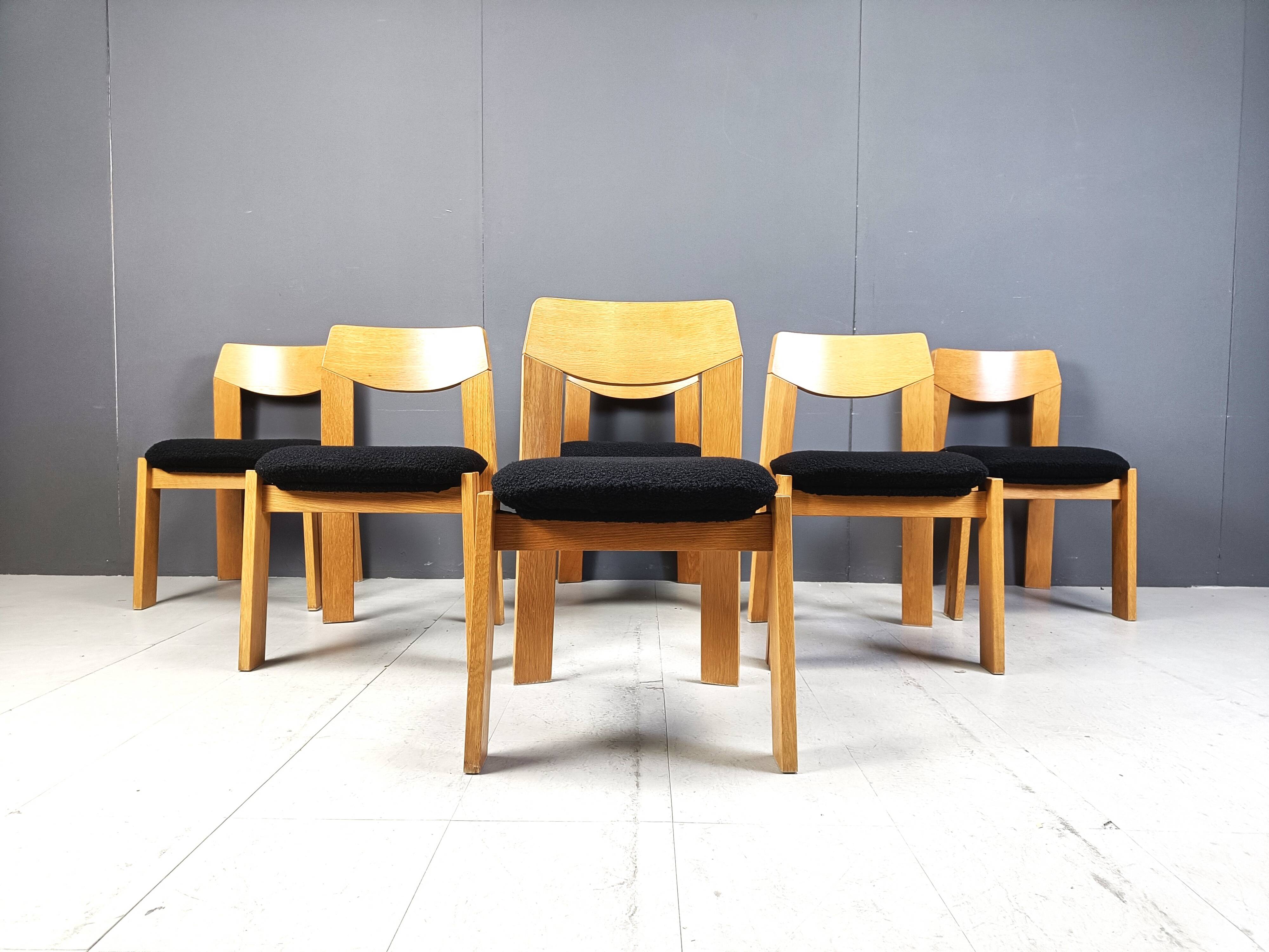 Vintage brutalist dining chairs, set of 6