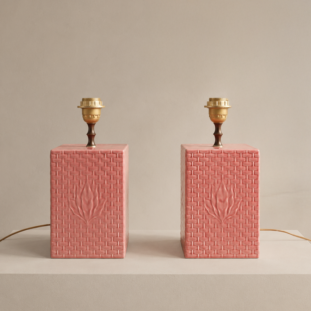 Pink Italian table lamps, 1970s.