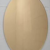 Pair of Mid-Century Modern Italian Oval Mirrors Brass and Bronzed Mirror,70