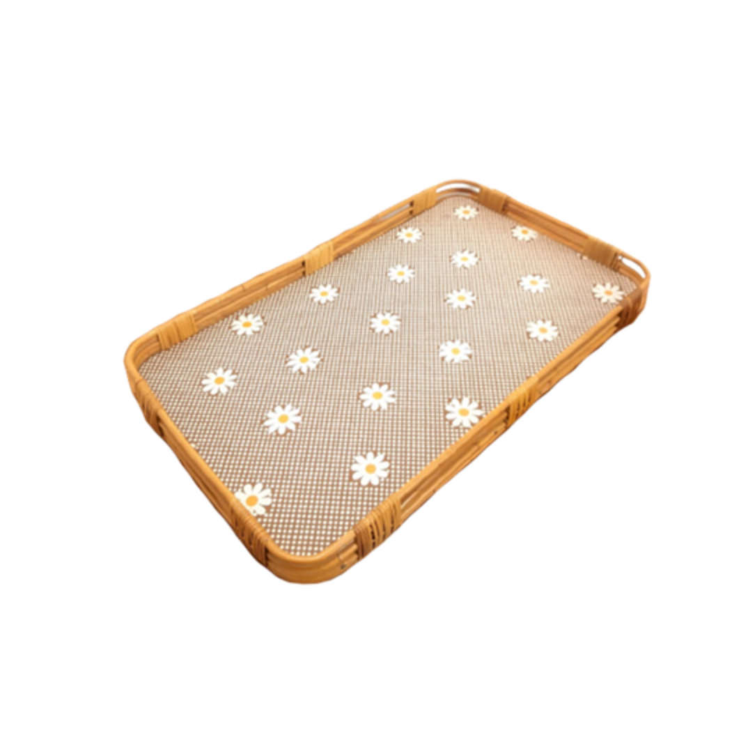 Vintage rattan top with flowers