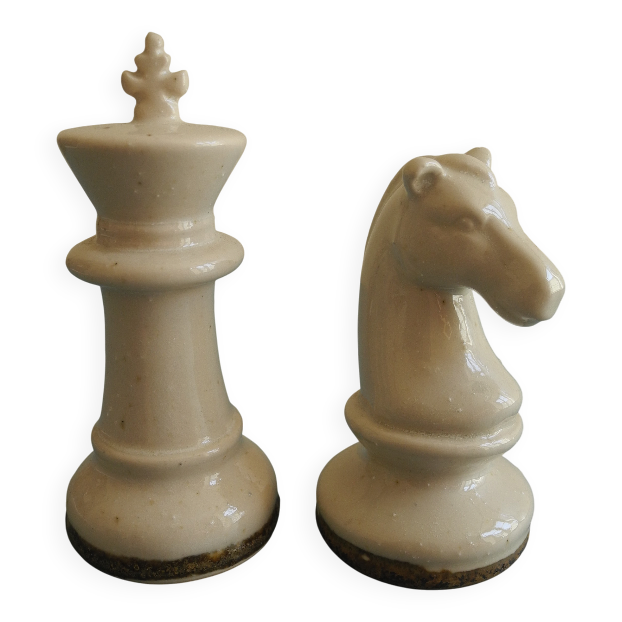 two ceramic chess pieces decorative