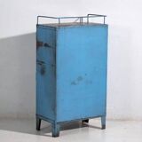 Armoire vintage de style industriel avec patine bleue (c.1950)