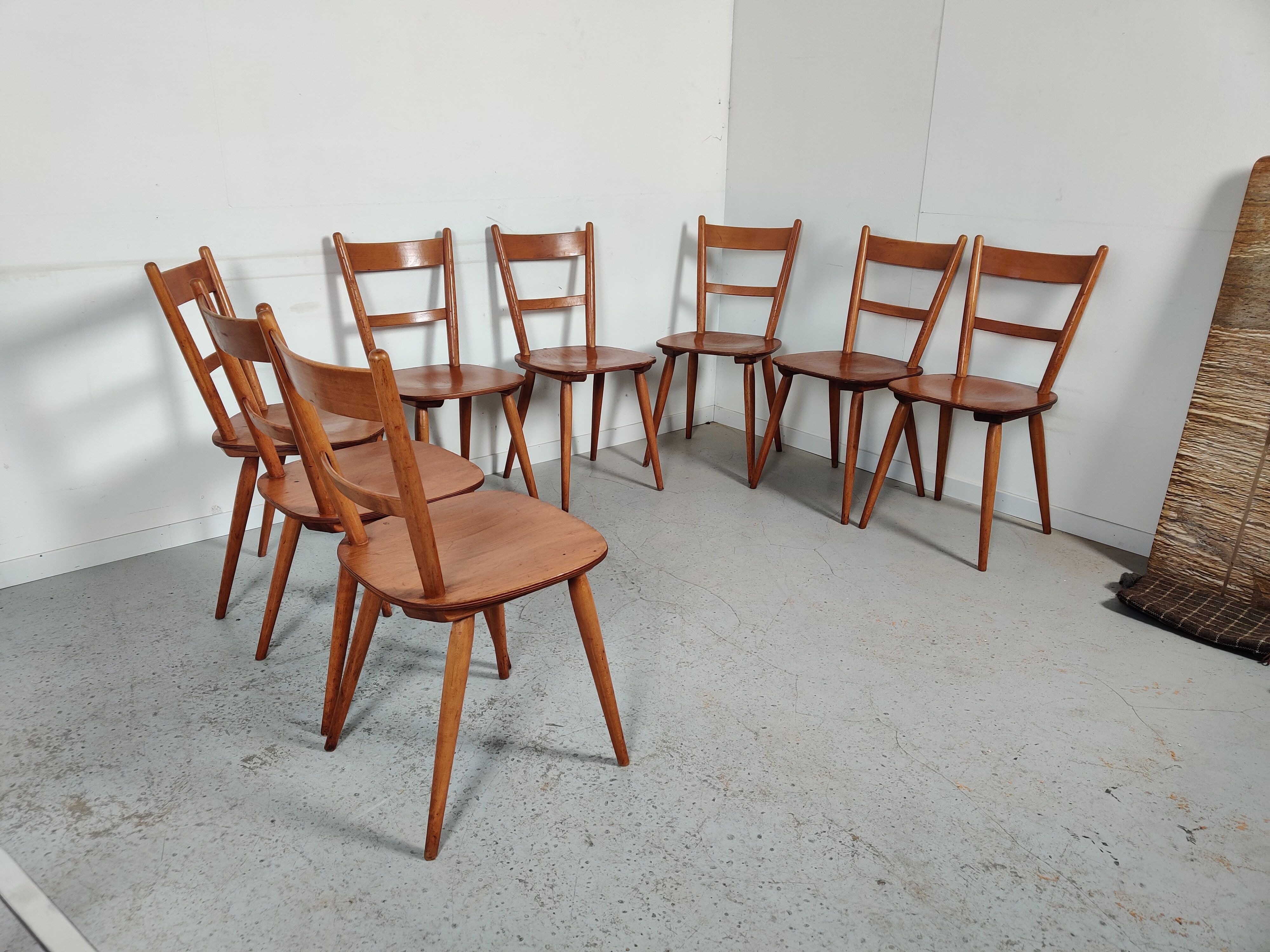 8 vintage bistro chairs 60s