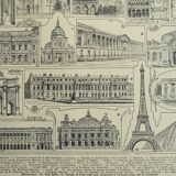 Old engraving, Architecture, historical monument • Lithograph, Original plate 1947