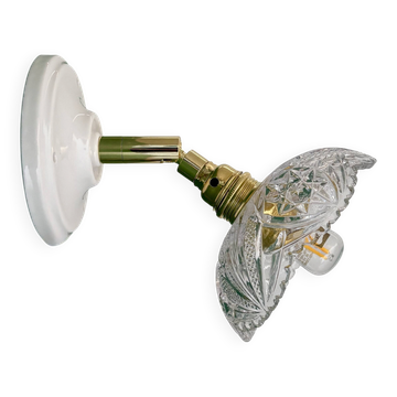 Applique abat-jour vintage en verre ciselé - collection vaisselle -