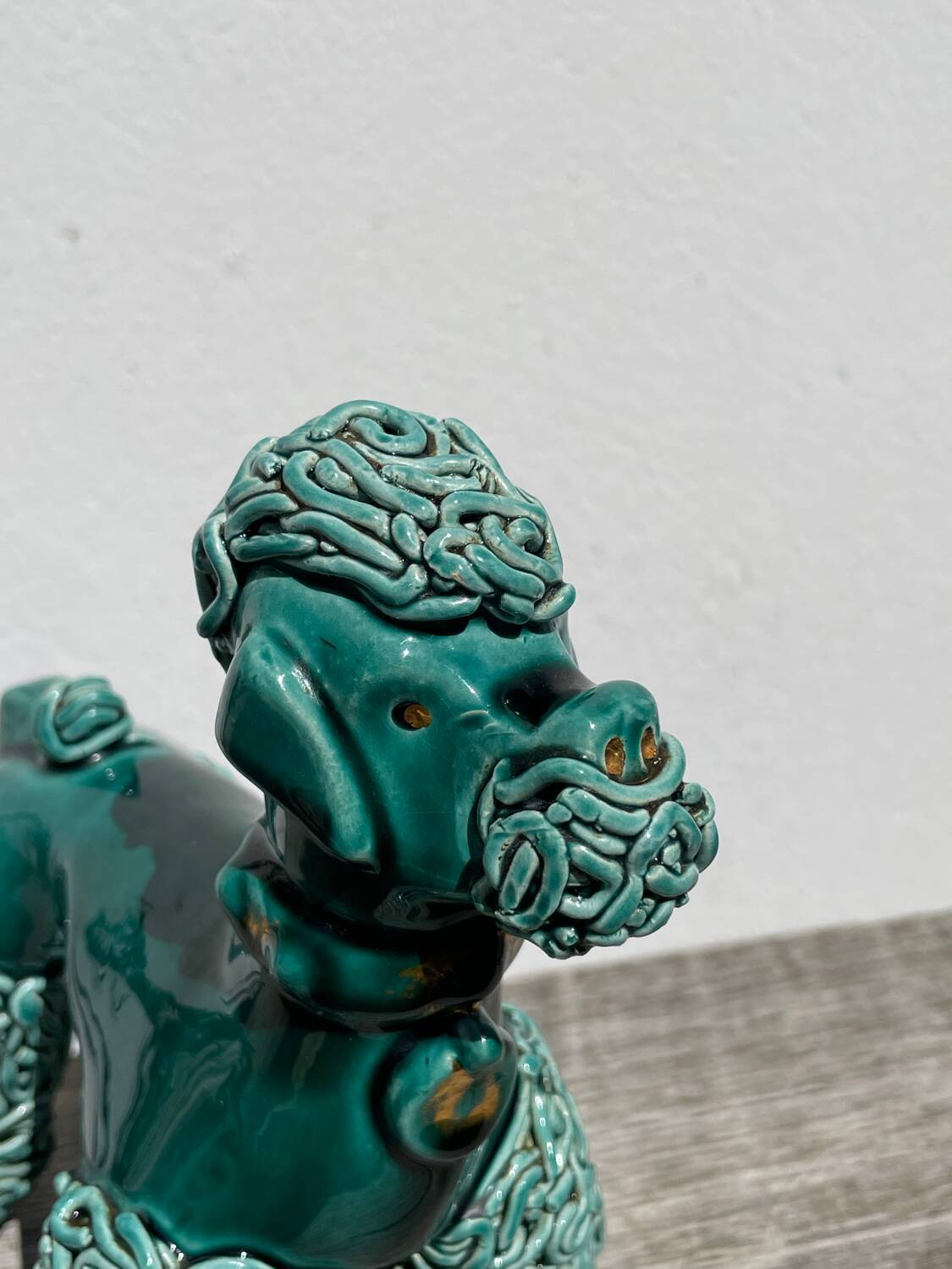 Spaghetti Green Ceramic Poodle Dog