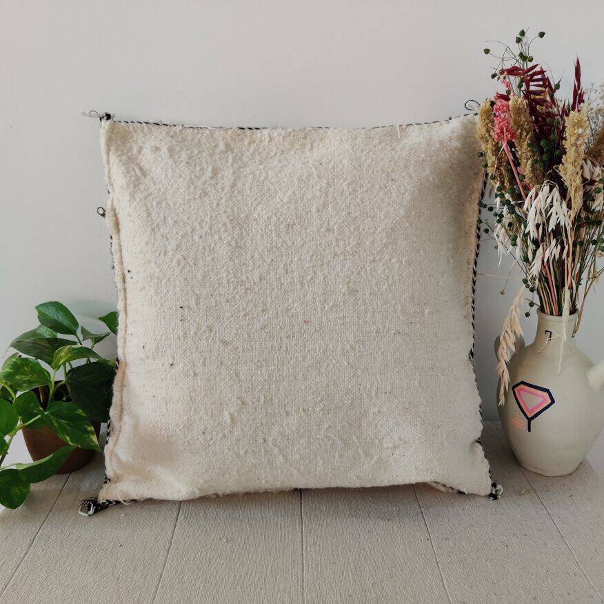 Coussin Marocain en laine noir et blanc 55x55cm