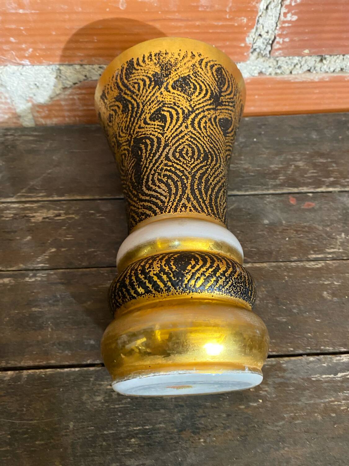 Ancient vase monaco glass polychrome black + gold vintage