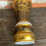 Ancient vase monaco glass polychrome black + gold vintage